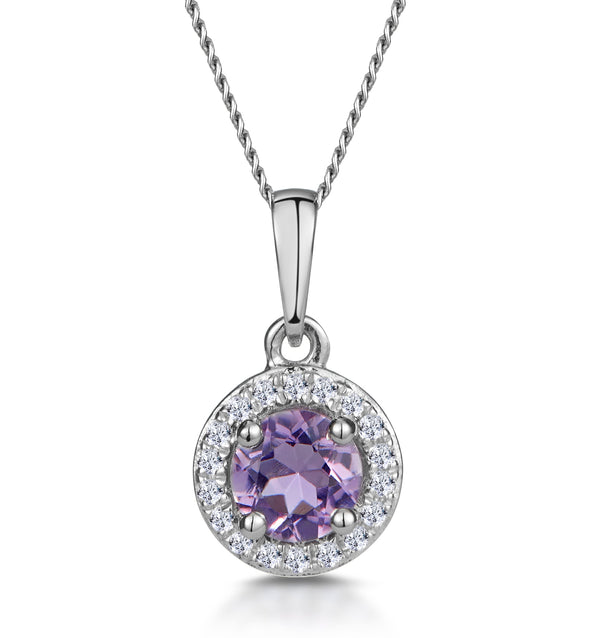 0.33ct Amethyst and Diamond Stellato Necklace in 9K White Gold